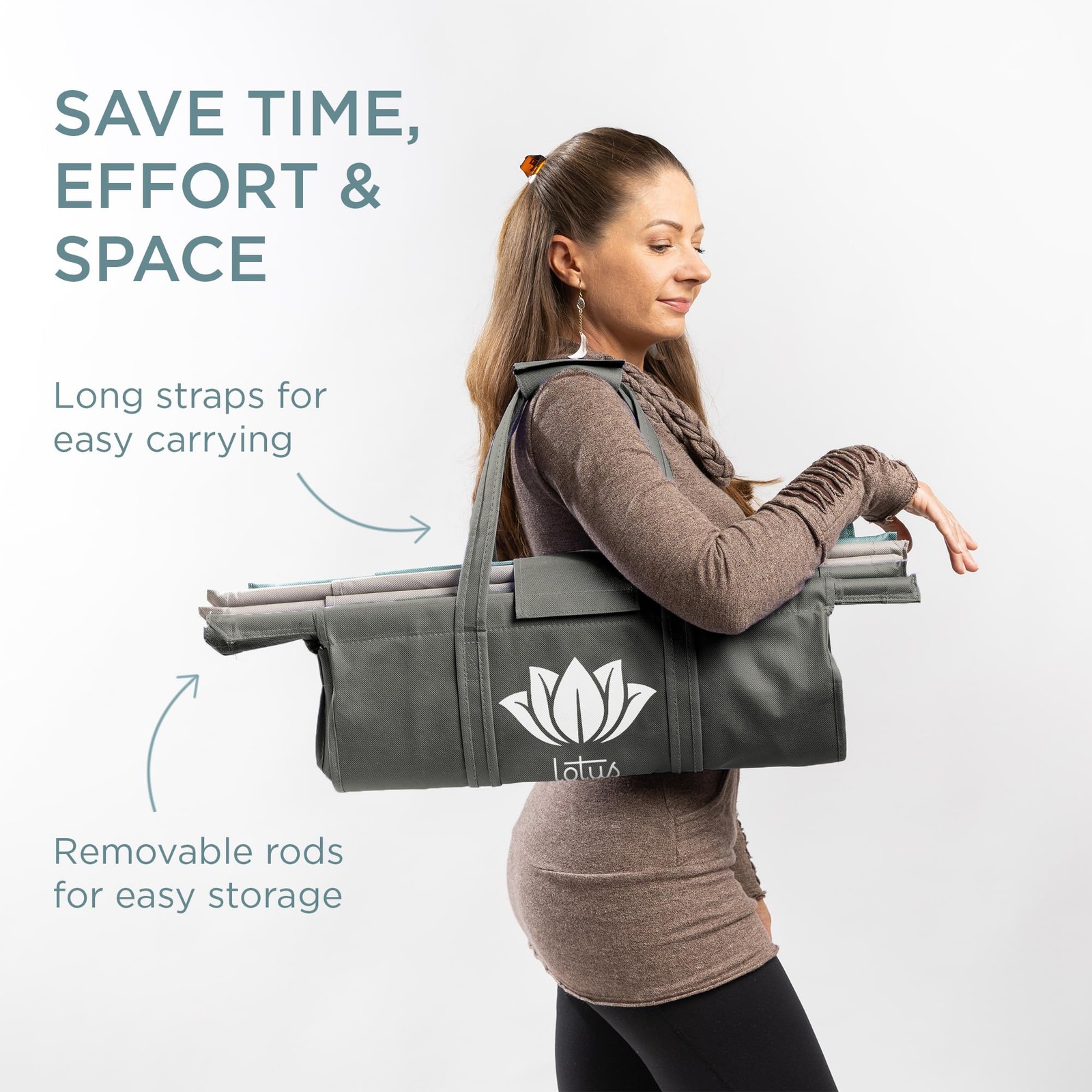 Lotus Earth Tone Trolley Reusable Shopping Bags (4-Pack) – Detachable & Reusa…