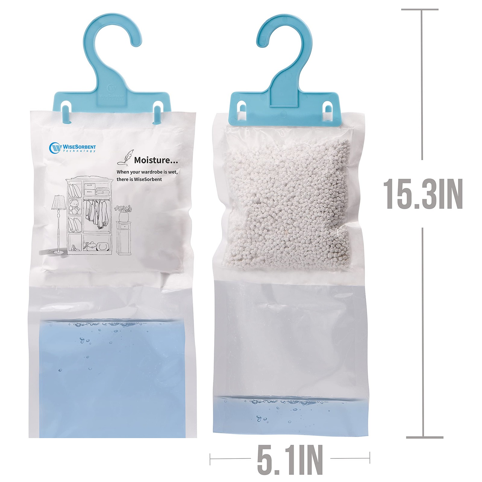 Wisesorb Moisture Absorber Packets with Plastic Case & 4 Piece Set, Blue