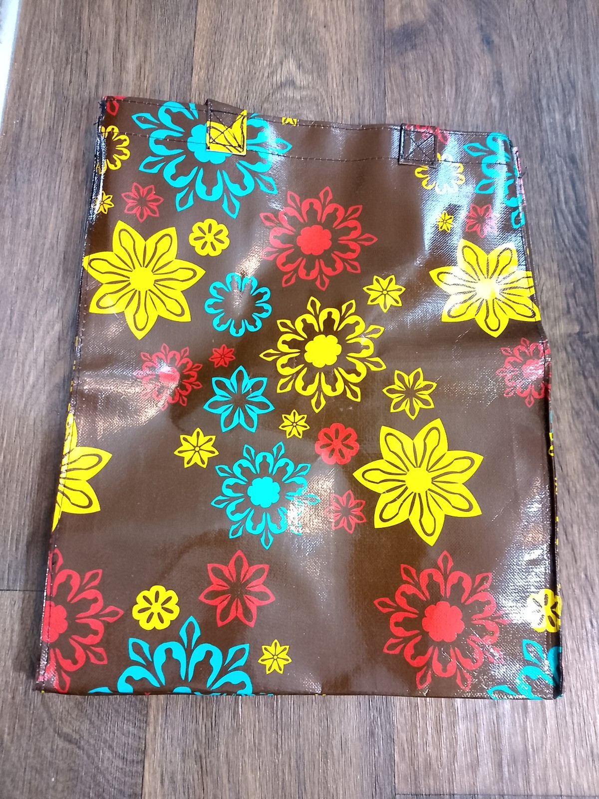 Multicolored flowers reuseable shopping bag 13.5×8.5×16.5 inches