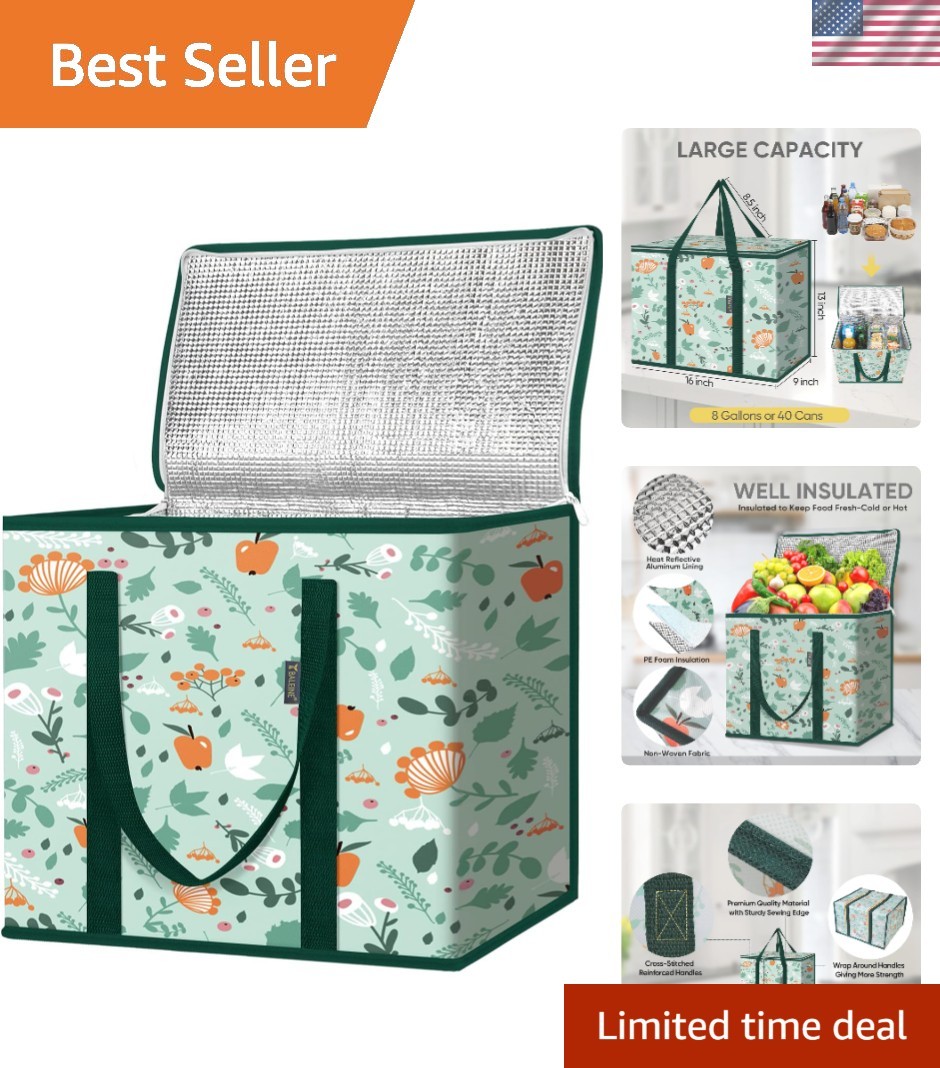 Insulated Reusable Grocery Bag – Collapsible Cooler, Durable & Water-Resistant
