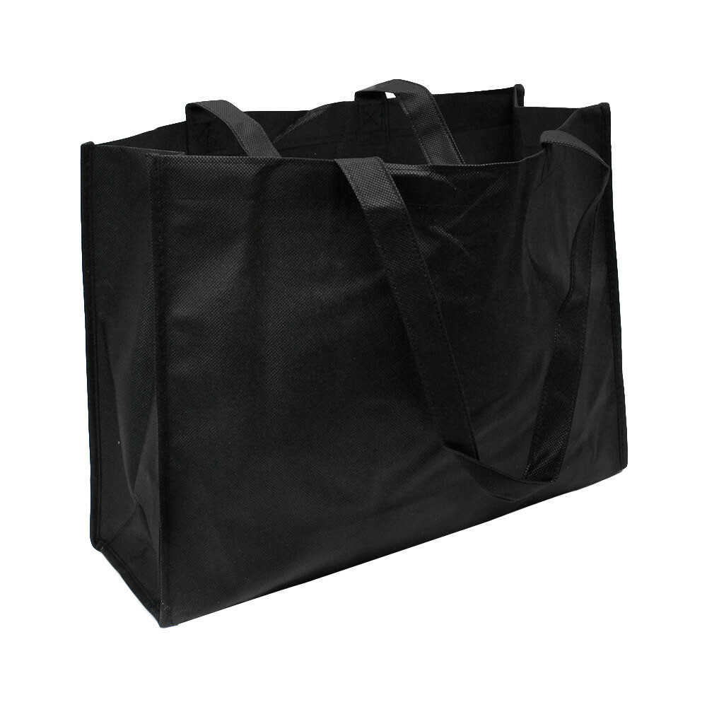 10 PC BLACK Reusable Grocery Shopping Tote Bags Non Woven Recycled 12″ x 16″