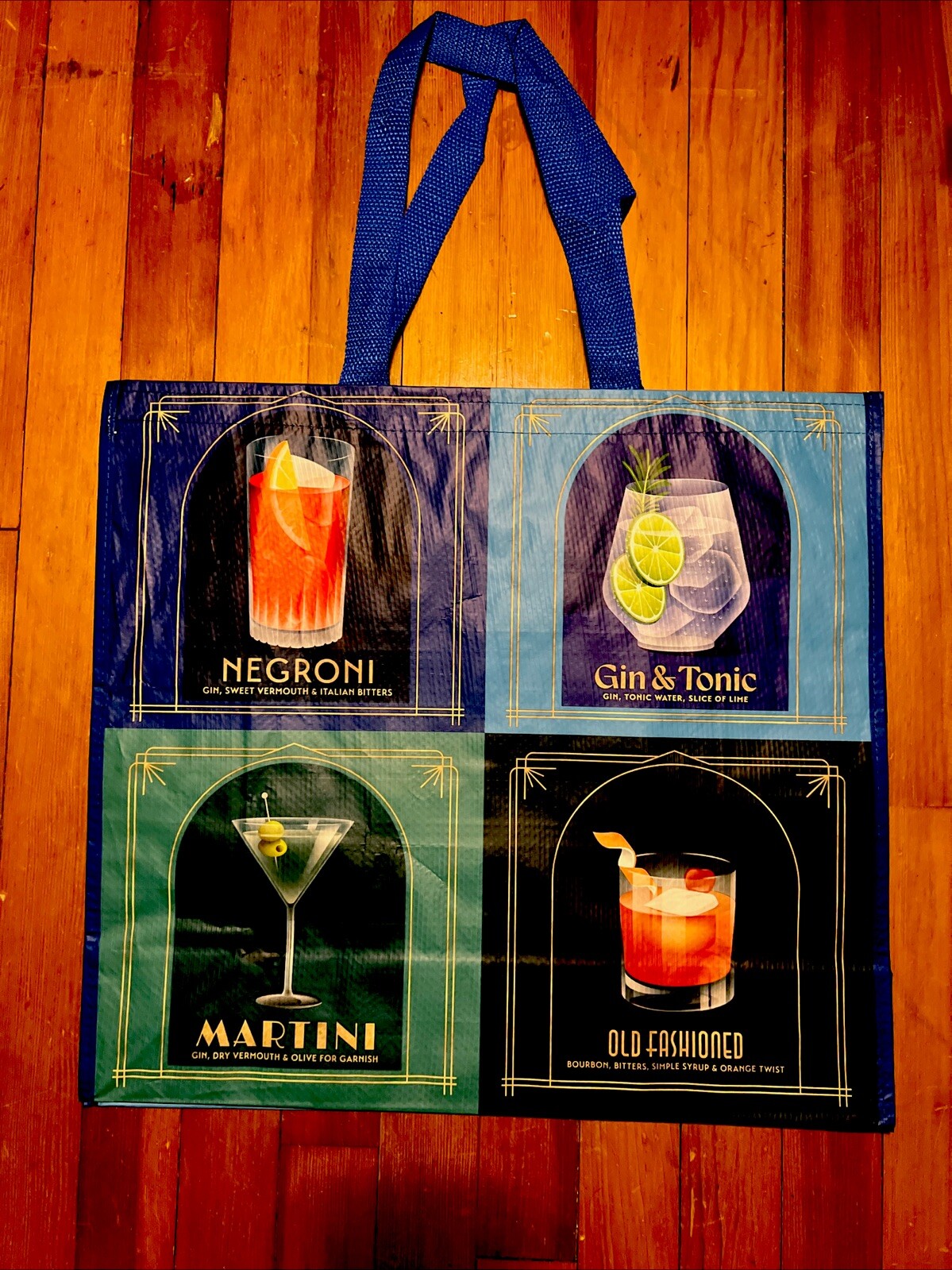 HomeGoods Large Shopping Tote Bag 🫒COCKTAILS 🍈Reusable Eco Friendly NEW🍉