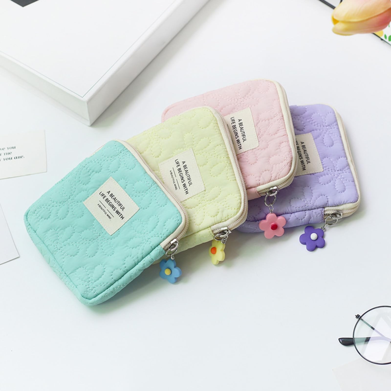 Thereisno Fashion Women Small Cosmetic Bag 11.5x2cm/4.53×0.78inches, Blue