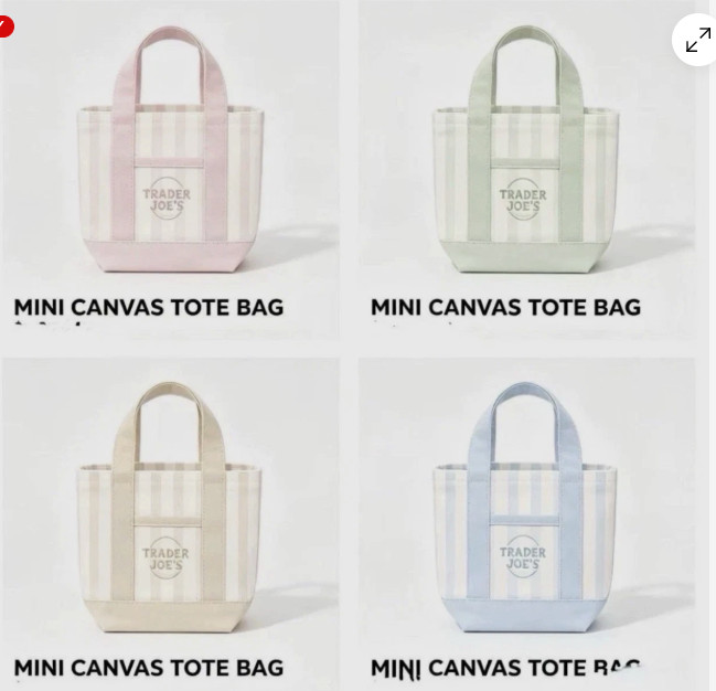 Trader Joe’s Mini Pastel Stripe Canvas Tote Bag Limited Edition 2026 Set Of 4