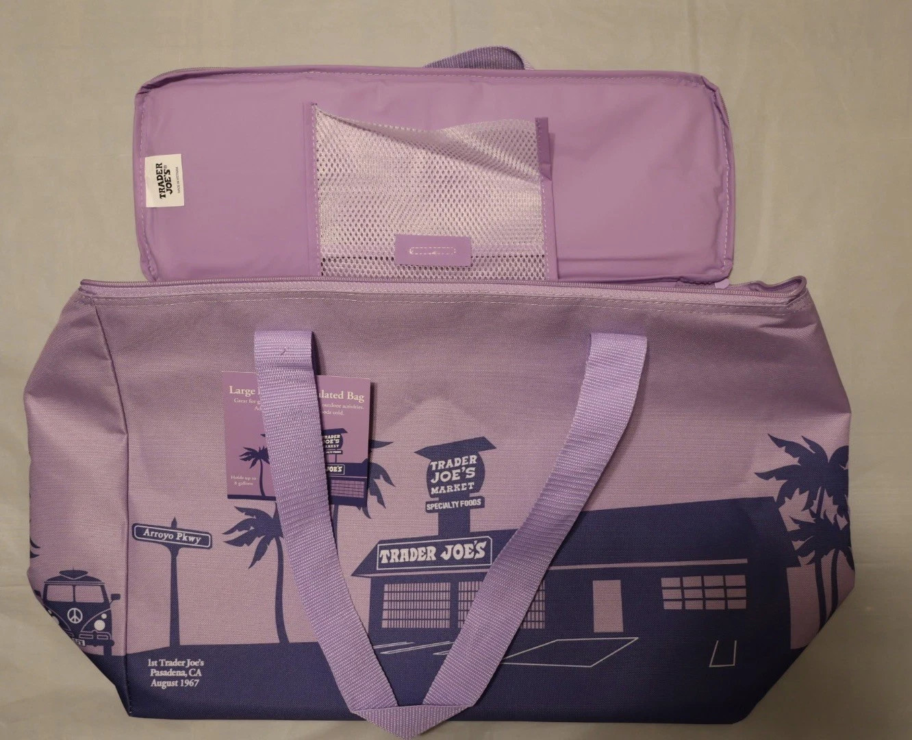 2-PACK Trader Joe’s 8 Gallon Purple & Dusky Blue Cooler Large Insulated Tote