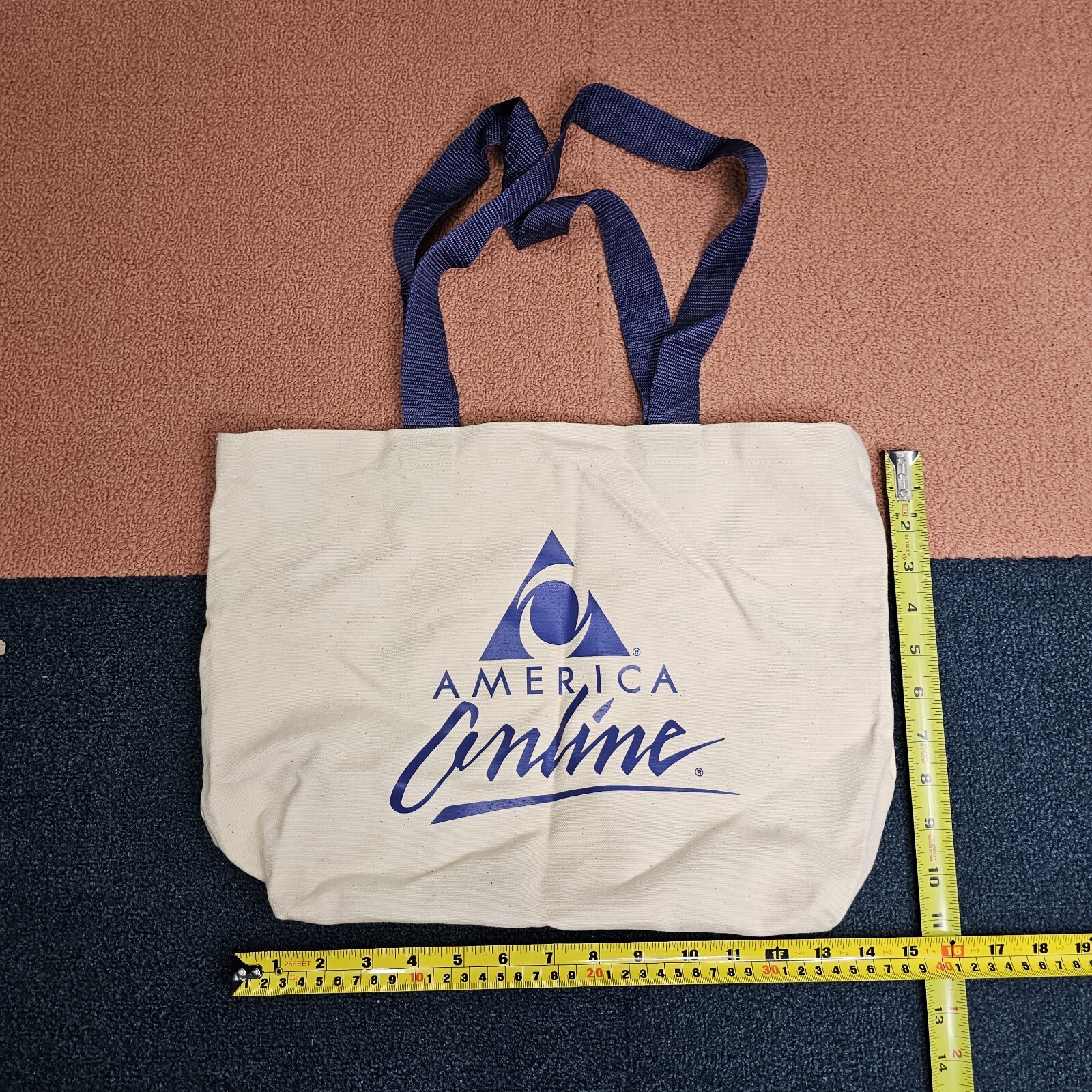 Stains* AOL 8.0 America Online Leed’s Cotton Reusable Tote Bag Cream Y2K Q0a
