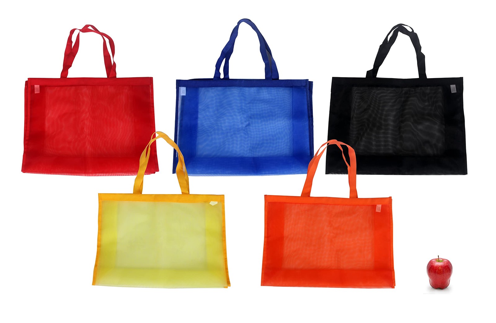 Bulk 5 Pack of Jumbo Mesh Tote Grocery Beach Bag Assortment – 21″ x 15″ x 6″ …