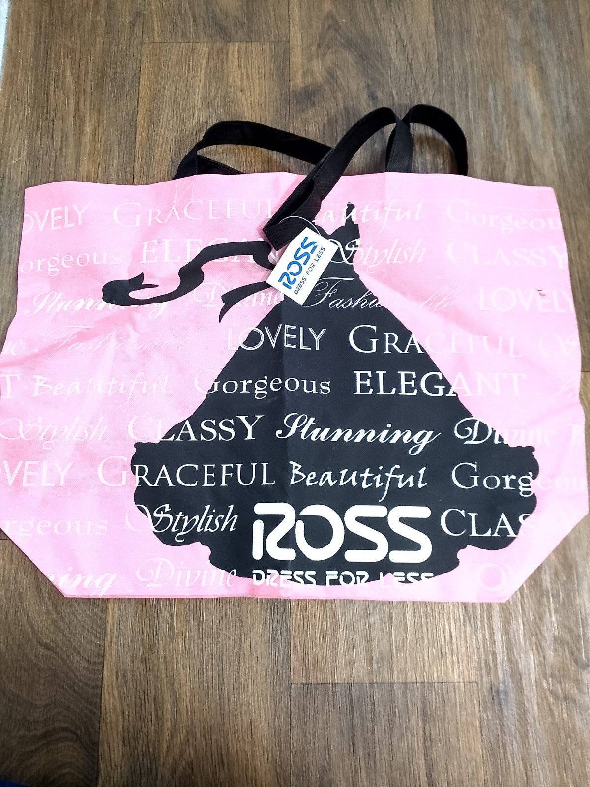 Ross elegant black and pink dress shopping bag 22x7x16 inches