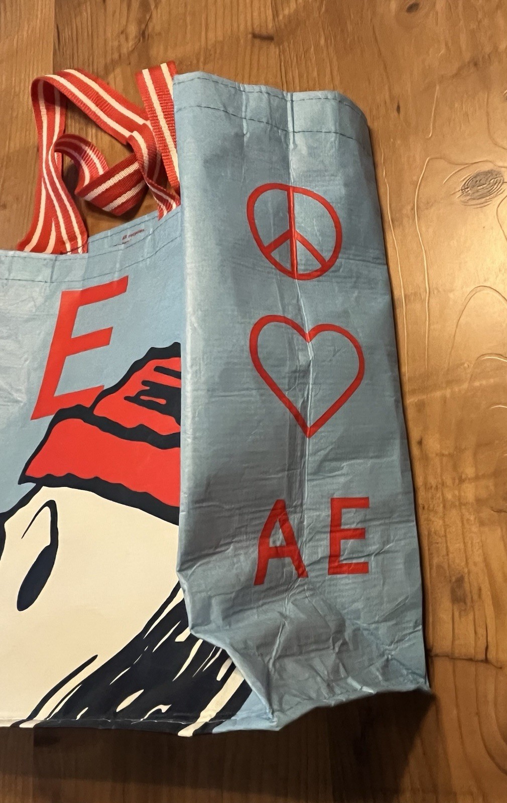 American Eagle x Peanuts Snoopy Reusable Tote Bag Peace Love AE Super Cute