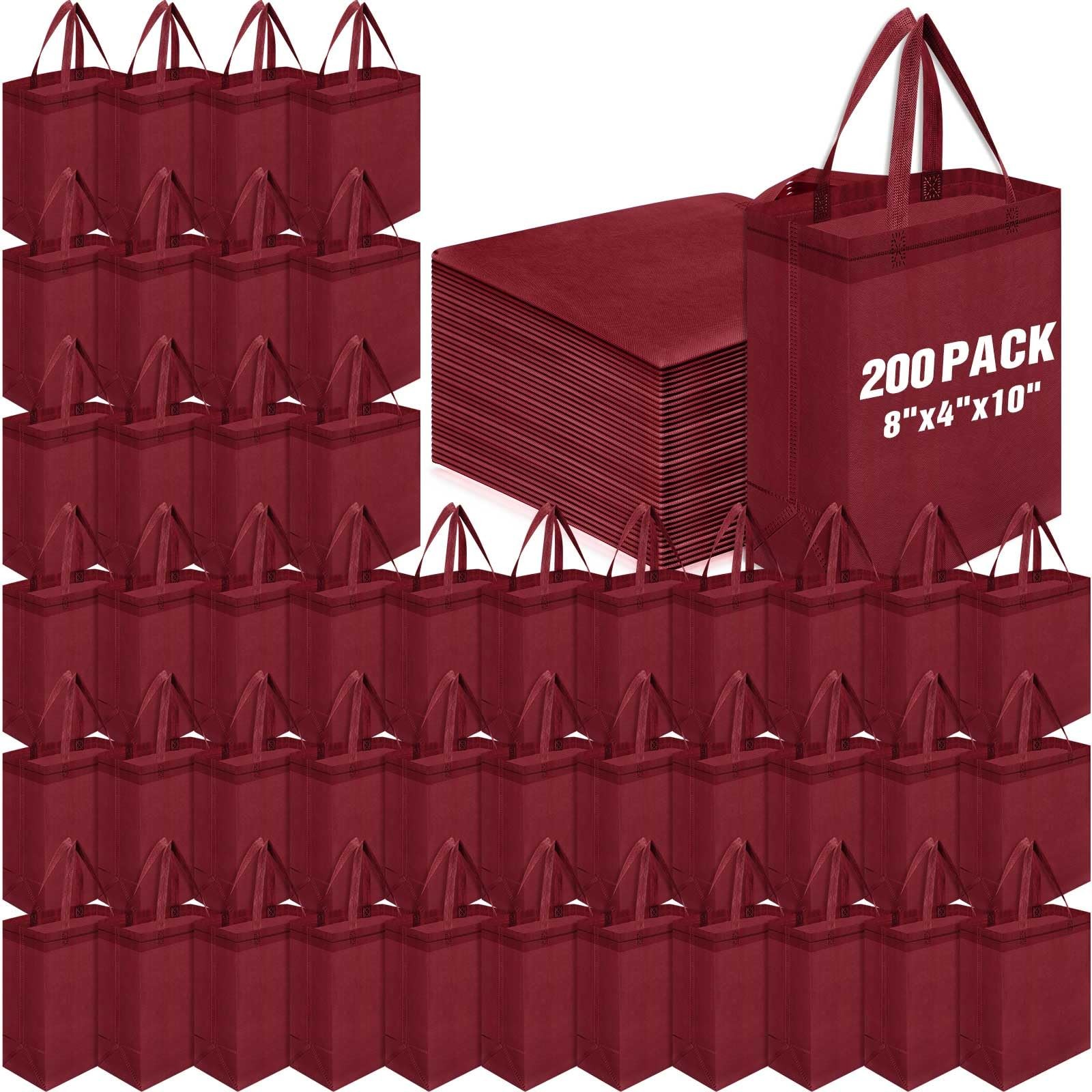 200 Pcs Reusable Tote Bag Bulk 8 x 4 x 10 Inch Non Woven Shopping Bag with Ha…