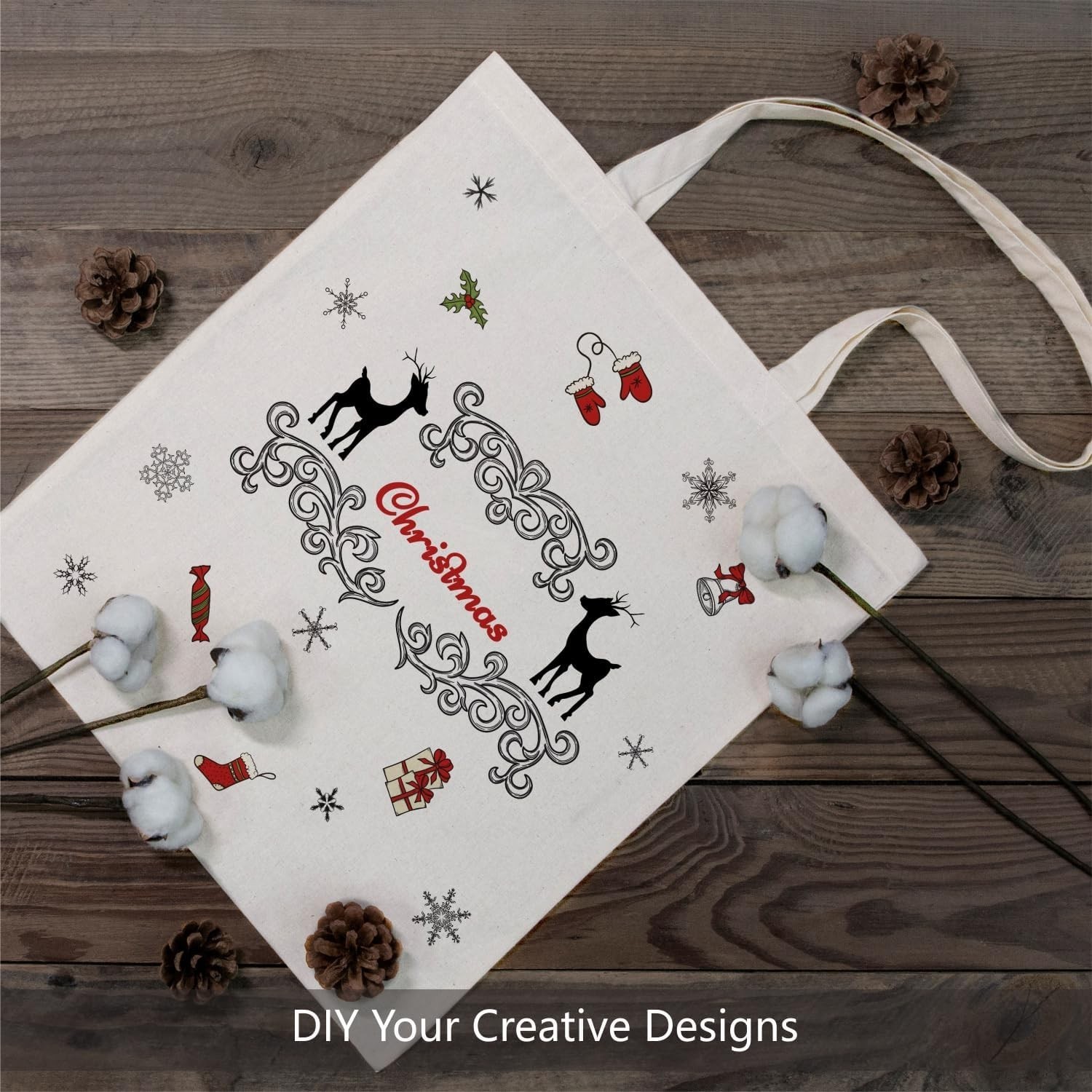 Cotton Tote Bags 5 Pack Medium Reusable Grocery Shopping Eco-Friendly