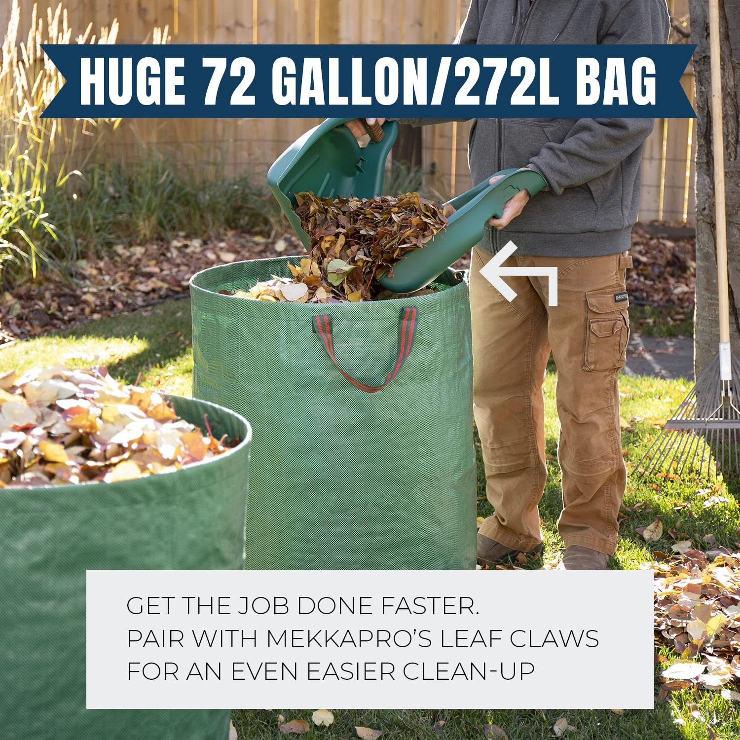 MEKKAPRO Big Gulp Lawn Bags, 3-Pack 72 gallons 1 Count (Pack of 3), Green