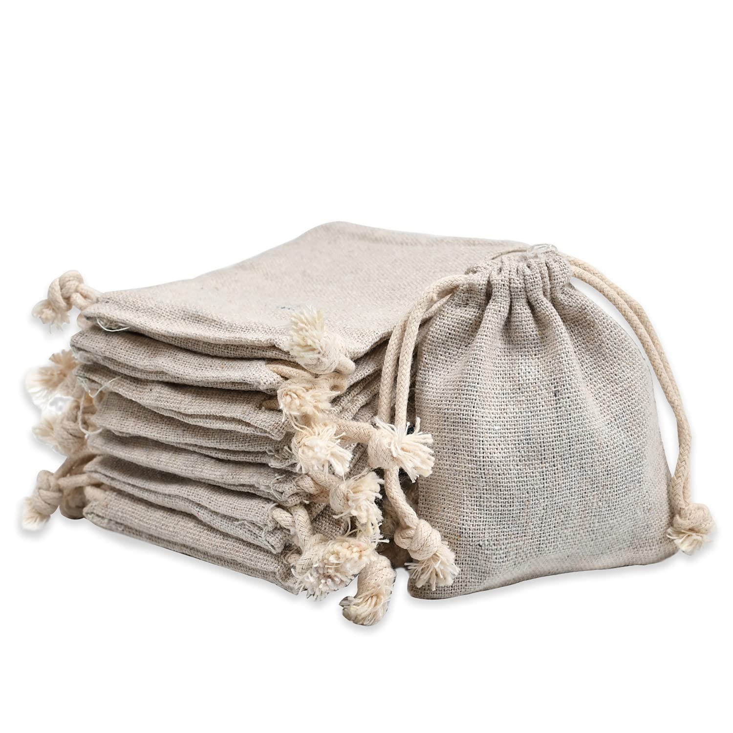 100pcs Double Canvas Drawstring Bag Cotton Pouch Gift Sachet Bags Muslin Bag …