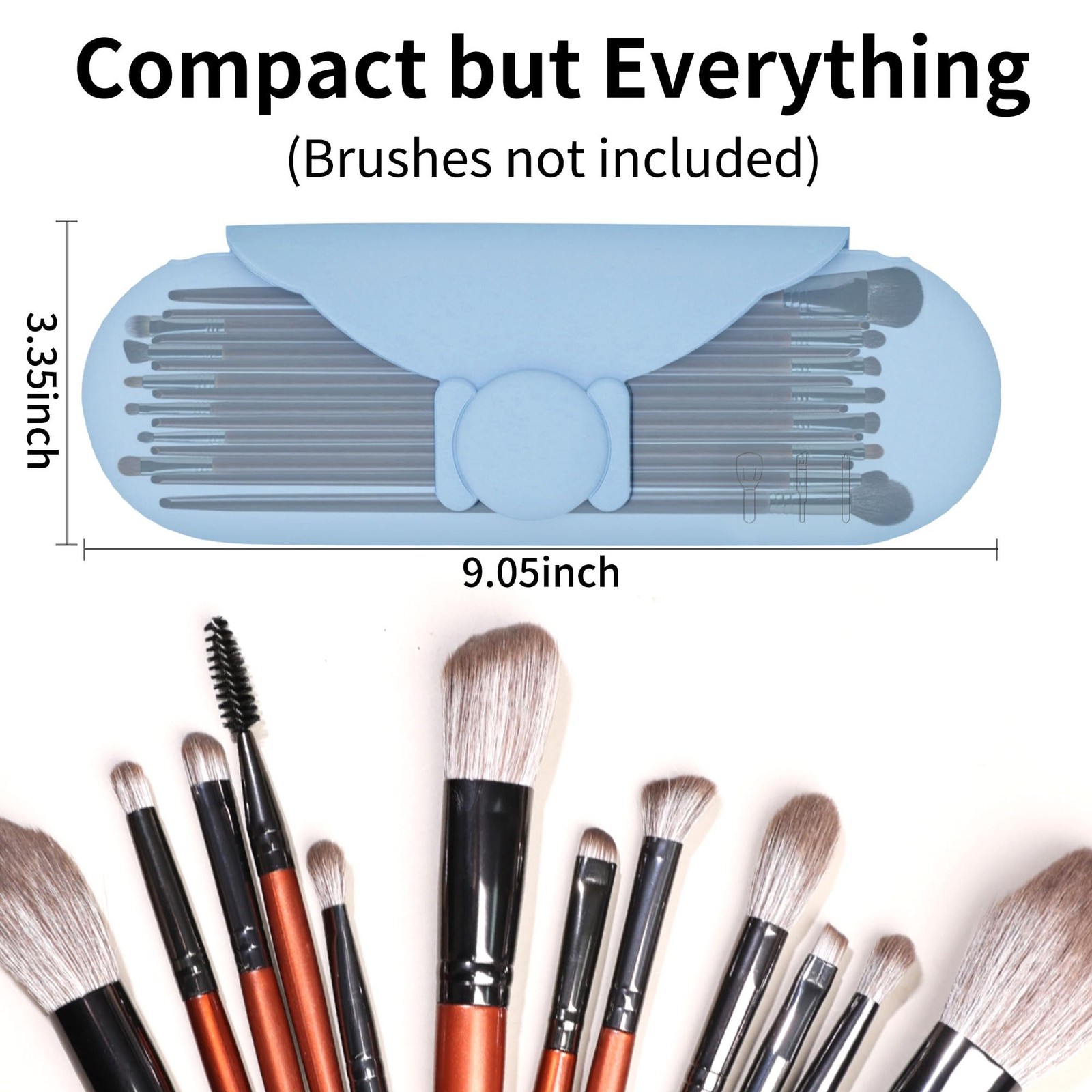 DivaDwell Depot Travel Makeup Brush Holder with Cleaning Pad -Silicone Azure