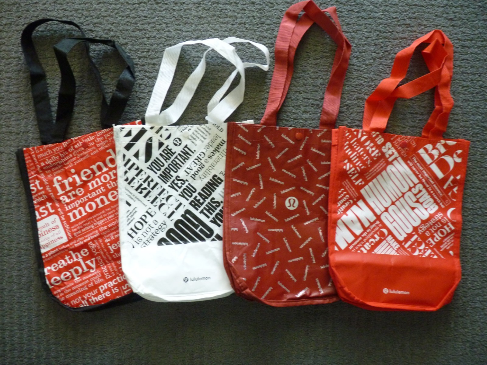 Lululemon Reusable Shopping Tote Bags (4) Small Totes Different Designs #7