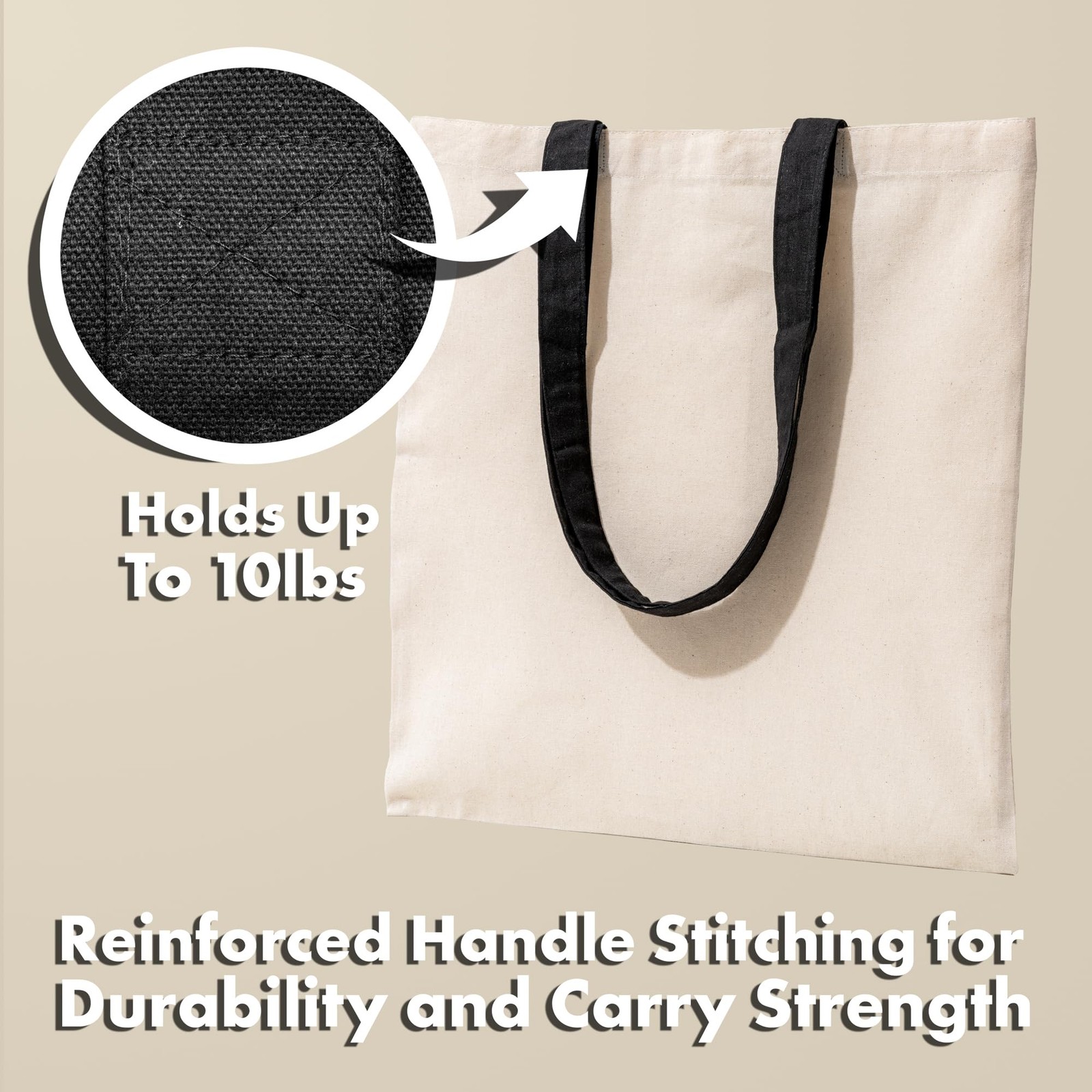 (Not Made In China) Canvas Tote Bags 24-Pack, 15″x16″, Bulk Organic Cotton Re…