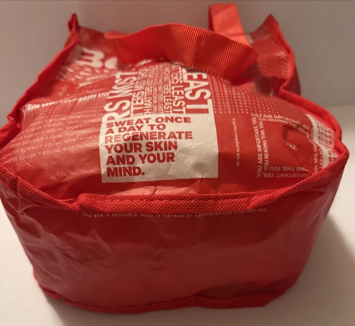Lululemon Reusable Shopping Small Tote Bag w/ Nylon Handle -Red Black & White