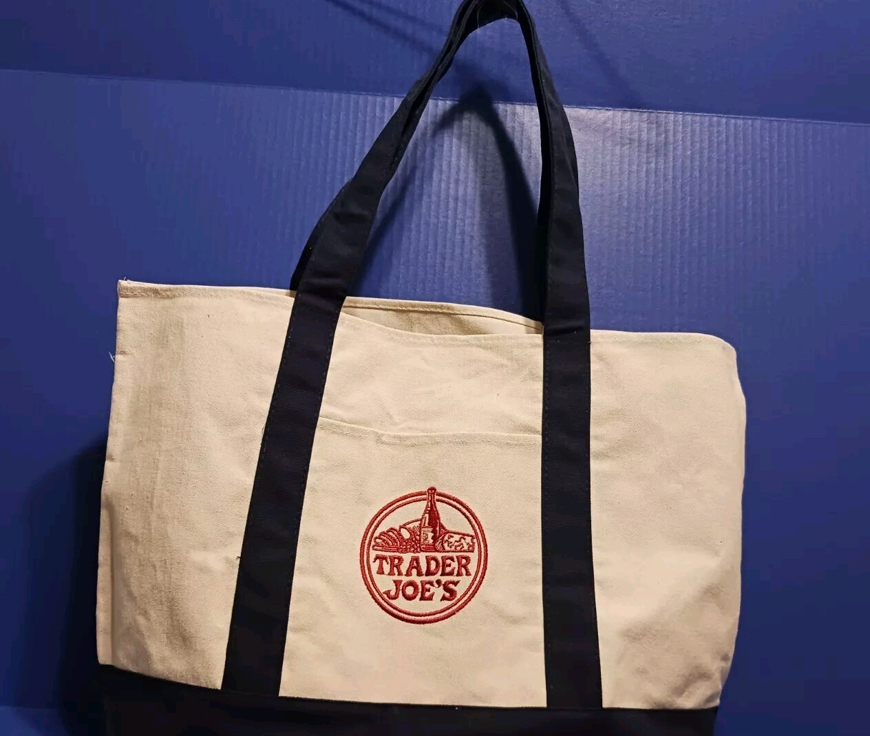New Trader Joe’s LARGE Canvas Tote Bag | DARK BLUE | Limited 2024