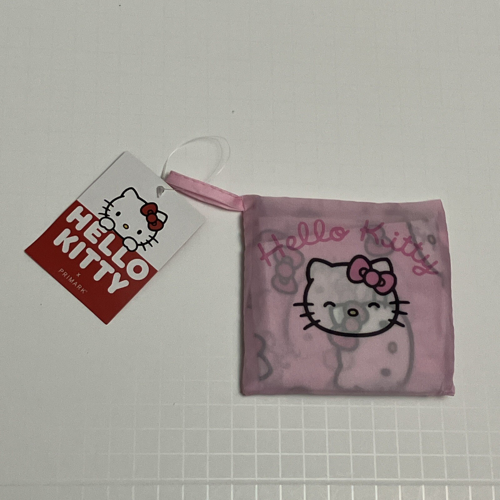 PRIMARK Hello Kitty Tote Bag Pink Folding Foldaway New Sanrio White Bow
