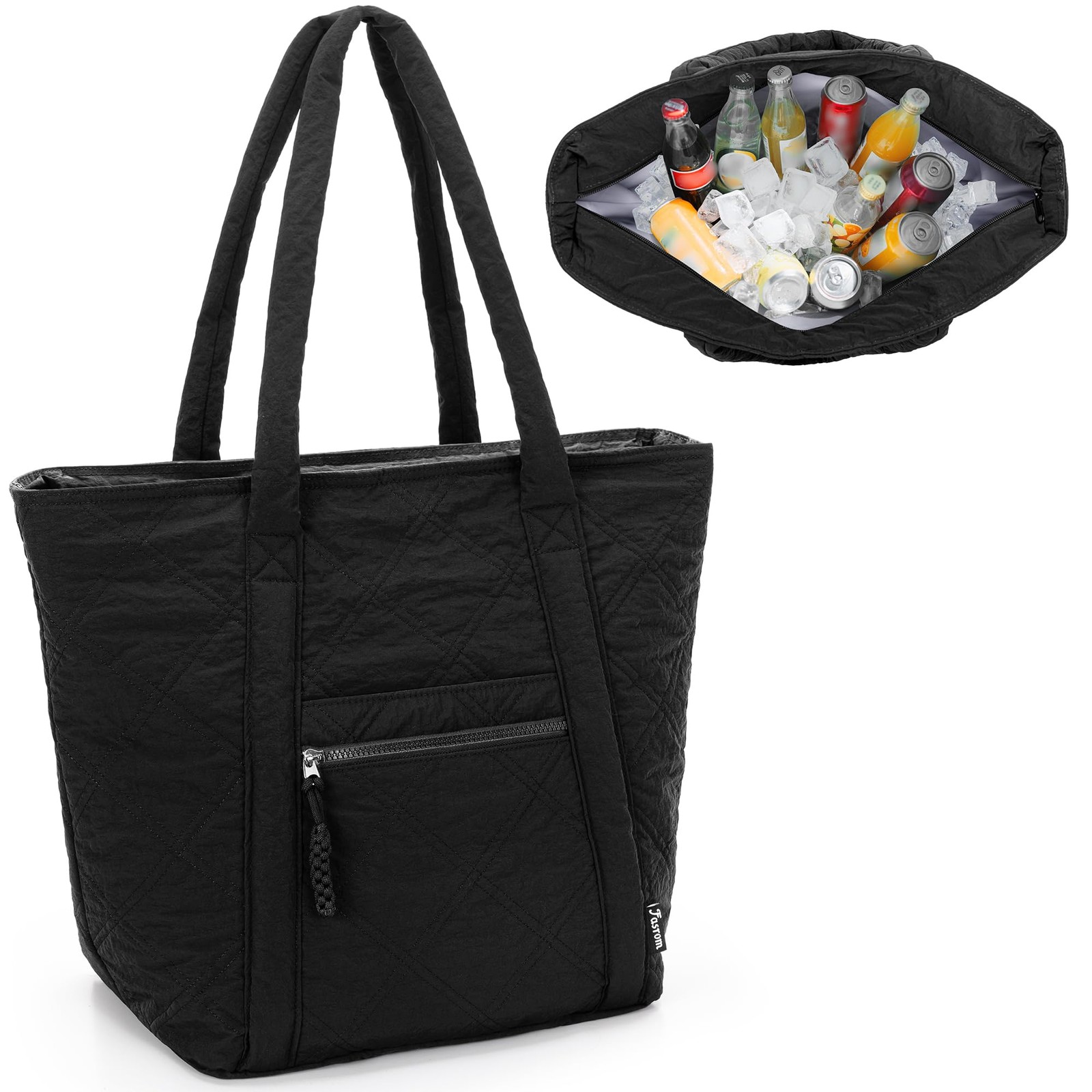 Fasrom Insulated Cooler Tote Bag Holds 30 Cans, Large Leakproof Grocery Bag