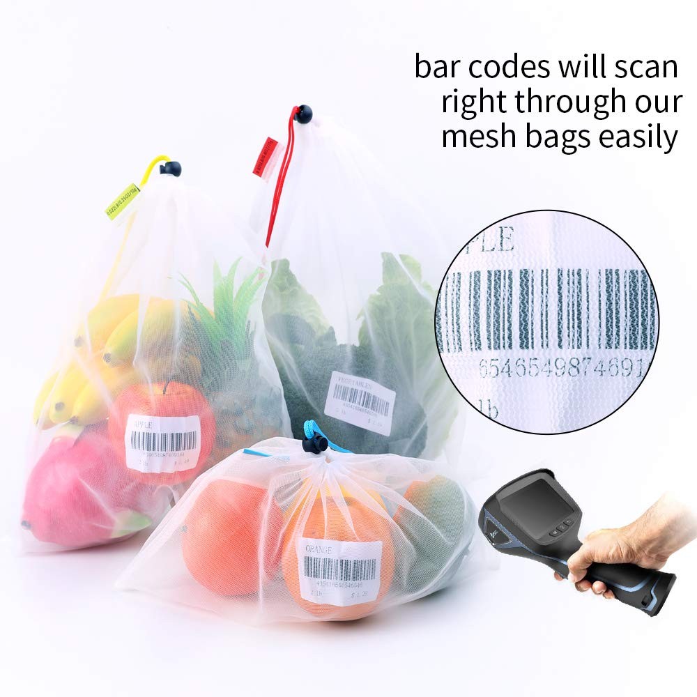 24 Pack See Through Reusable Produce Bags Small Medium Large Set
