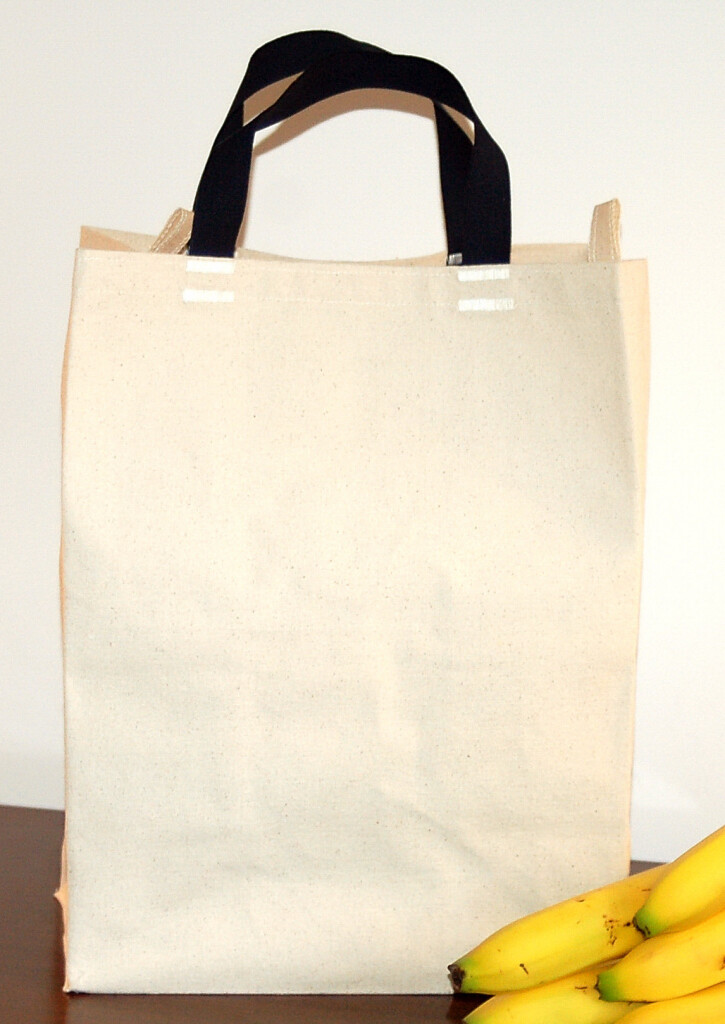 Turtlecreek USA 5 PAK Cotton CANVAS GROCERY BAG Shopping Tote Short Navy Handles