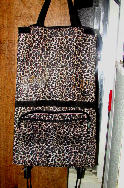 SHOPPING BAG on WHEELS collapsible folding zip top & pouch handles (Nrm-A )