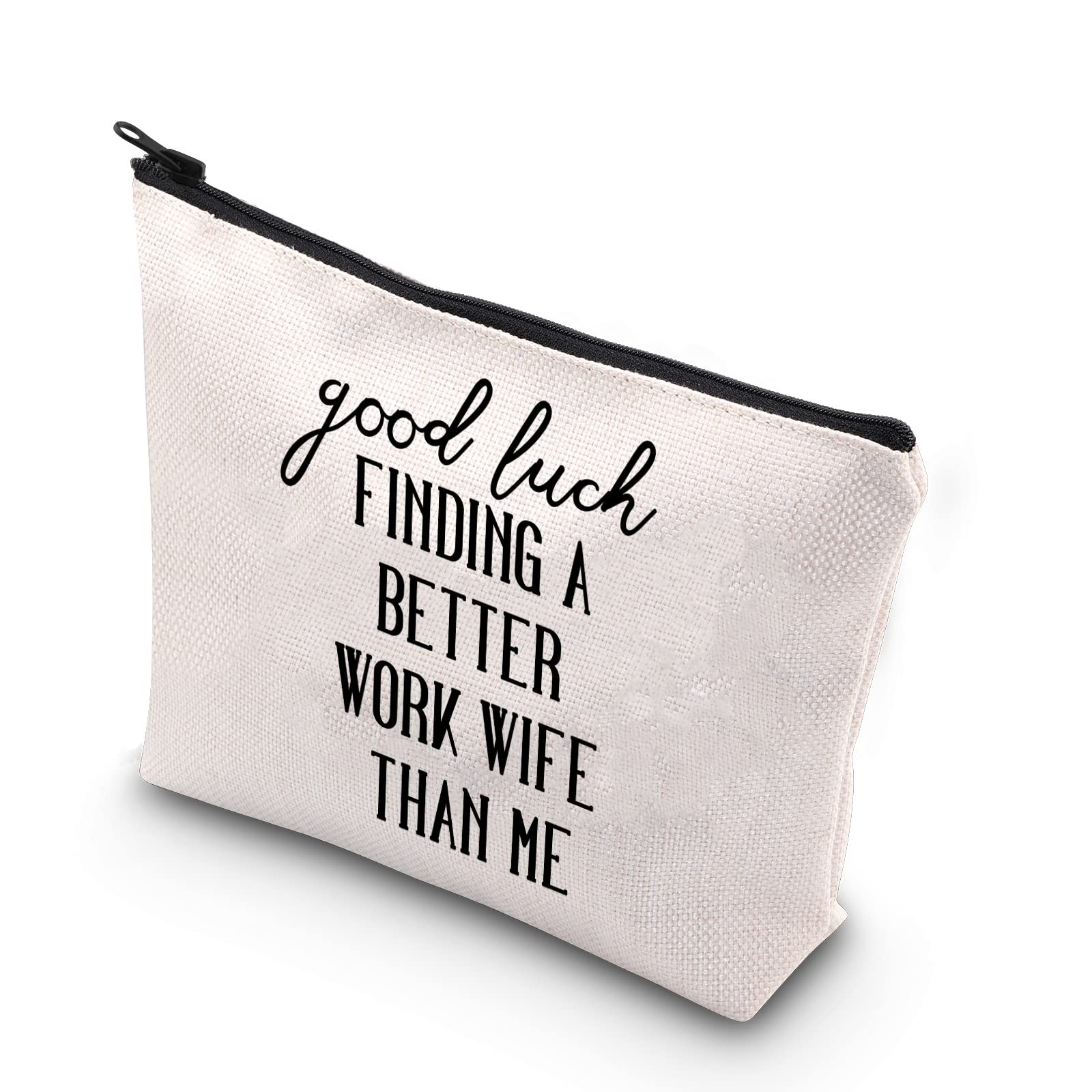 TSOTMO Work Wife Appreciation Gift Cosmetic Bag (Makeup, Toiletry, Beige