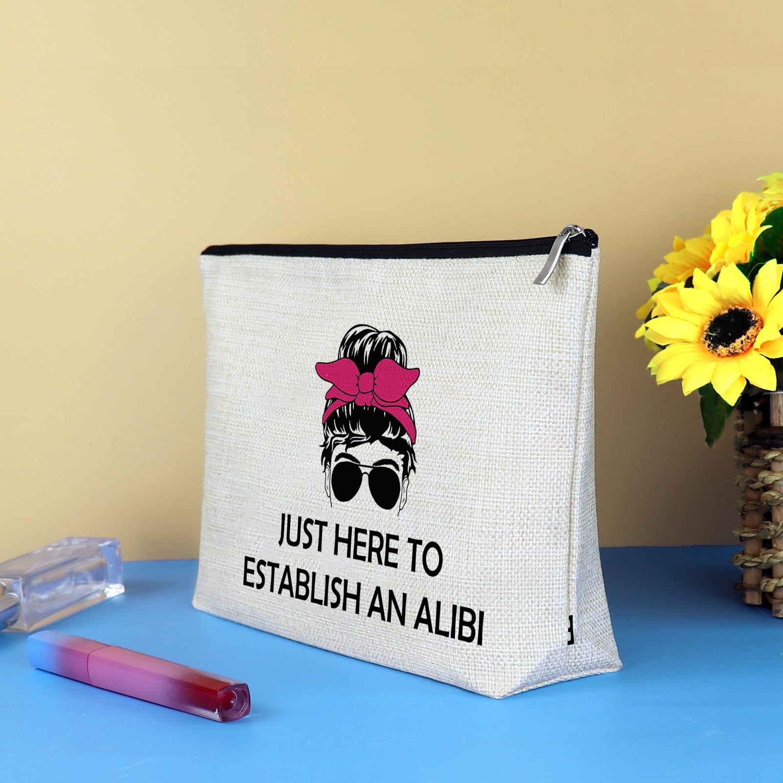 True Crime Gift for Girls Women Makeup Bag Lover Gifts beige