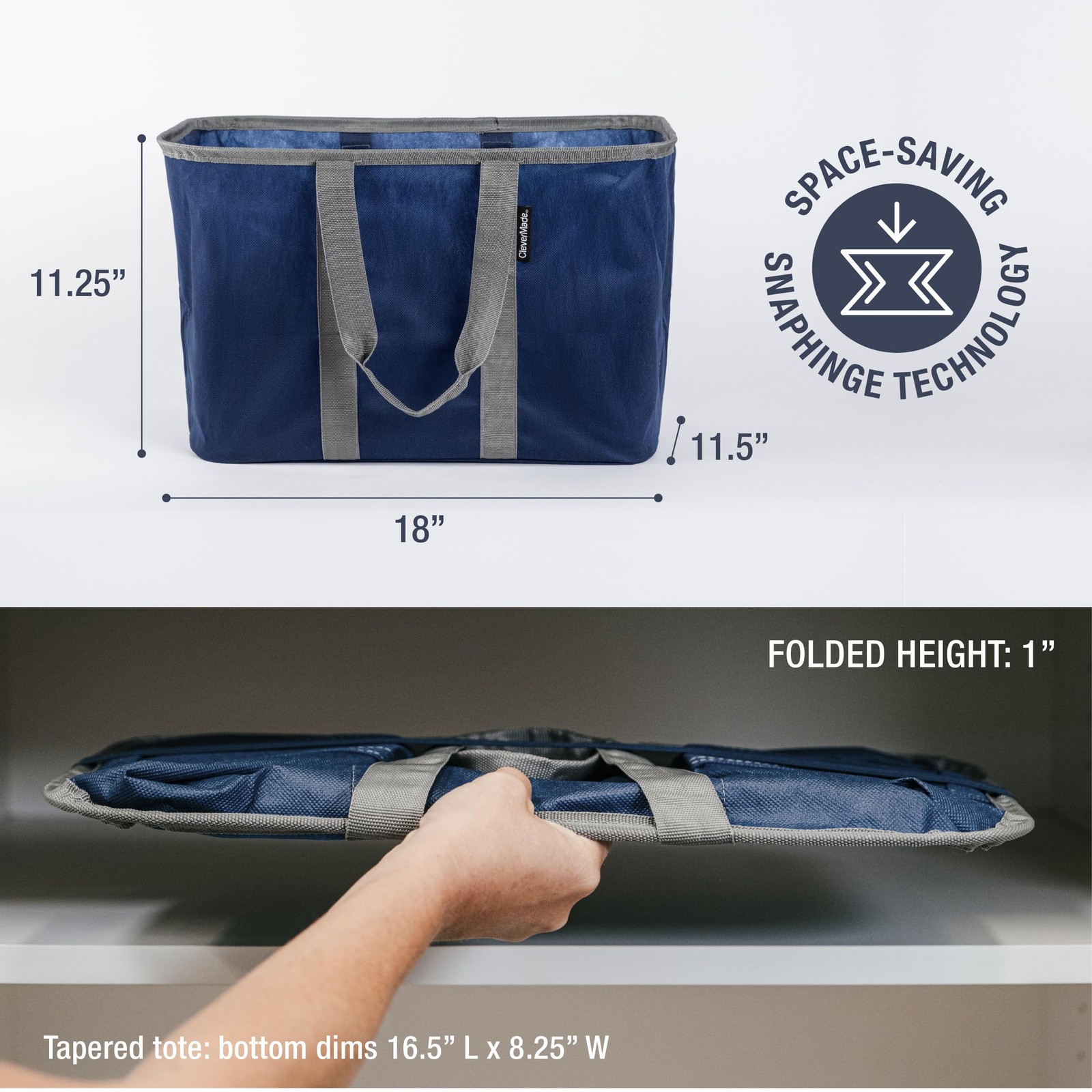 EcoBasket 30L Collapsible Tote Basket Reusable Grocery Foldable Utility Blue