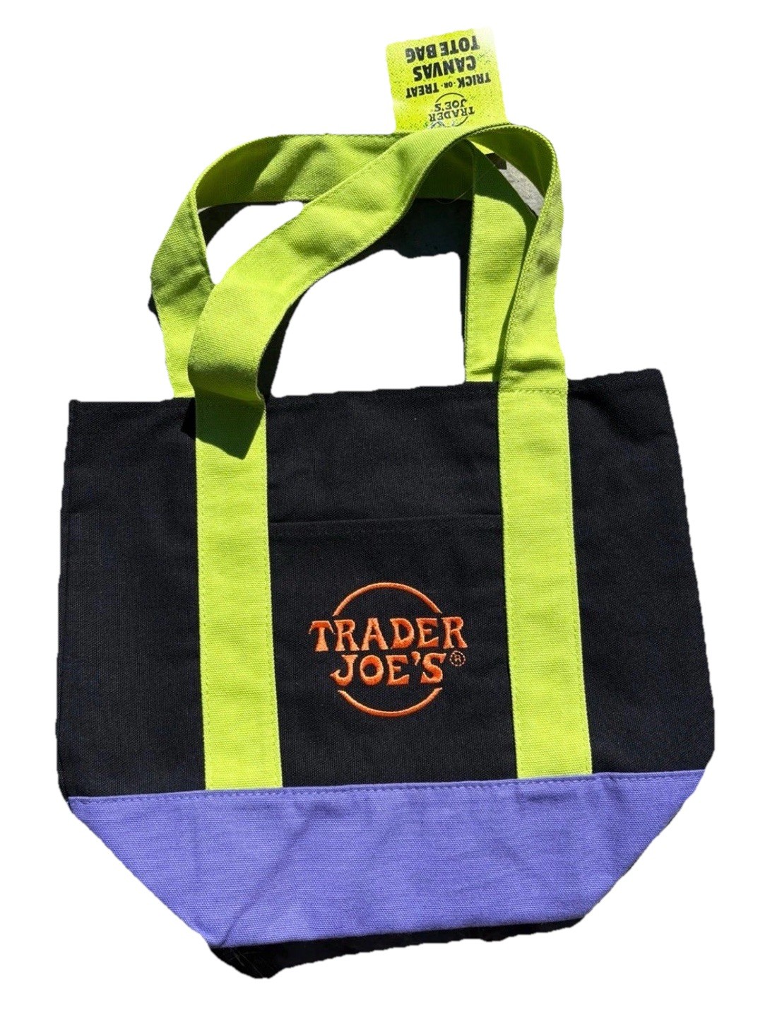 Trader Joe’s Mini Halloween Canvas Tote Bag – Limited Edition Black Green Purple