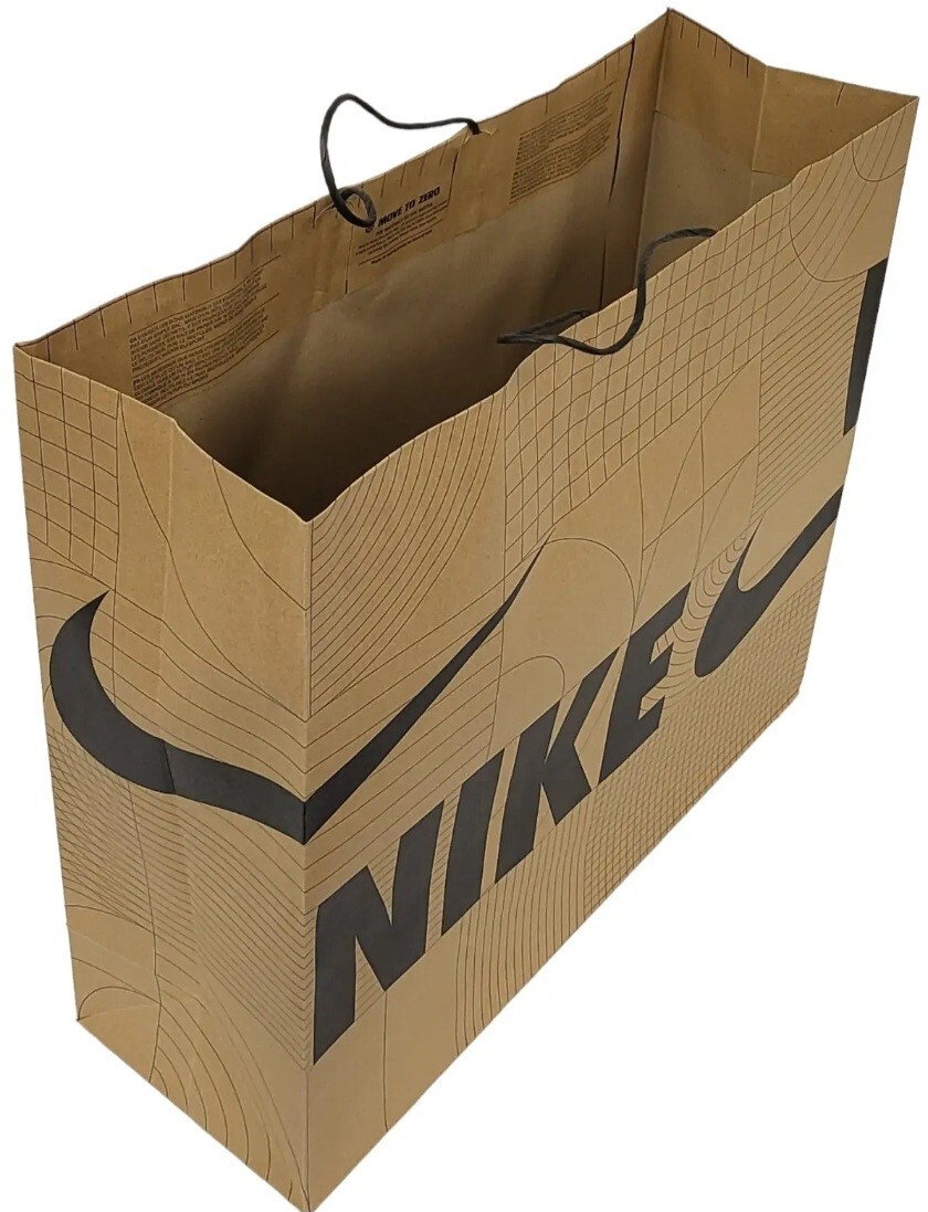 (20) NIKE Iconic Swoosh Brown Recycled Paper Shopping Bag New
