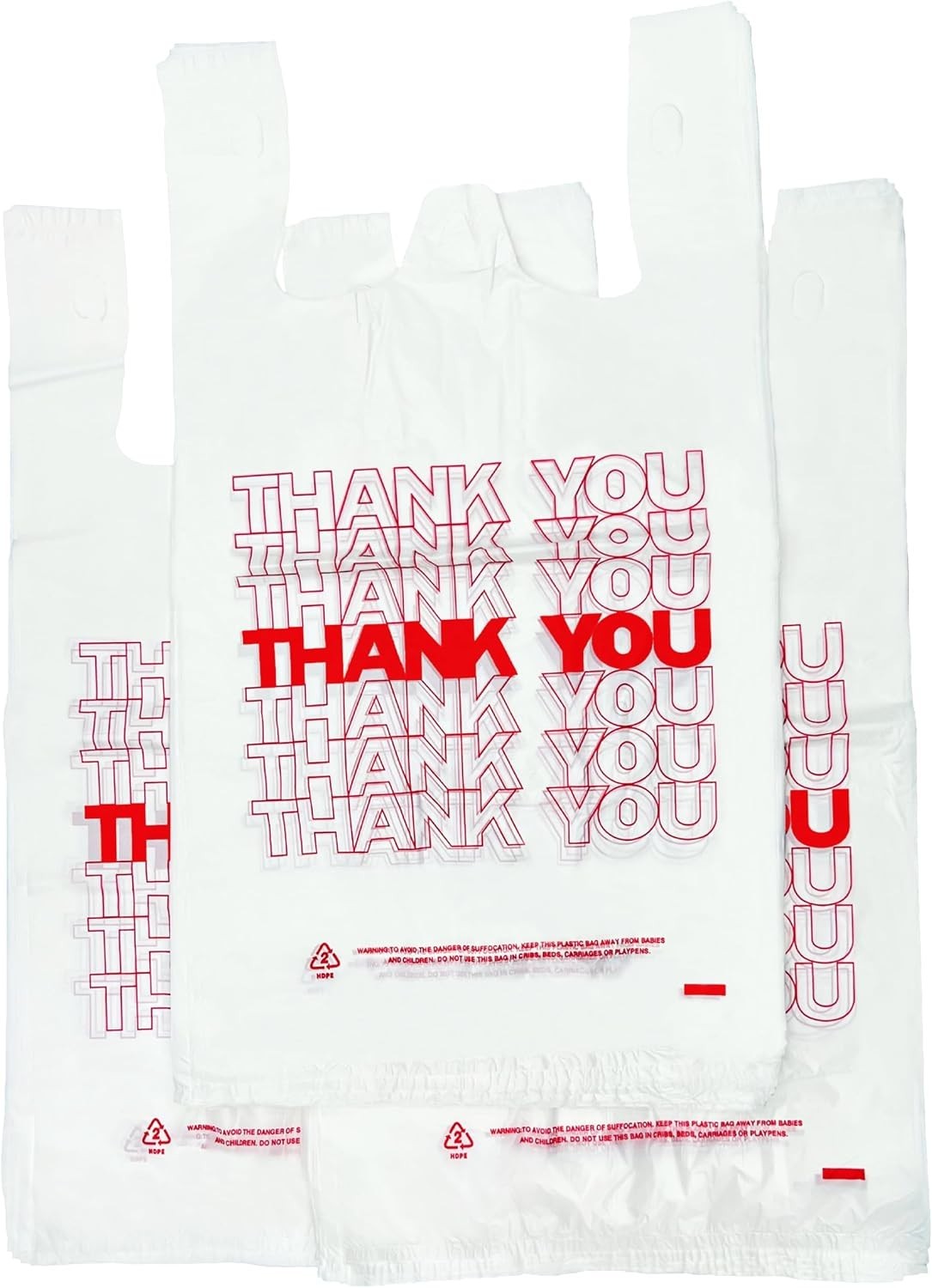 600 Count Thank You Grocery Bags – Durable 15 Mic Reusable & Disposable Style