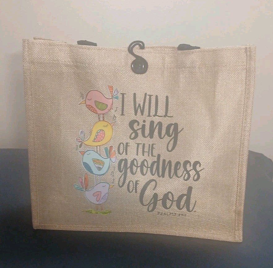 Foldable Jute Reusable Shopping Bag, Floral Nature, Beige Multicolor, Inspirati…