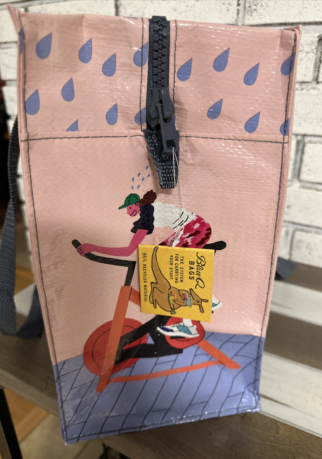 Blue Q Shoulder Tote with Heavy Duty Zipper & Outer Pocket 95% Recycled Material