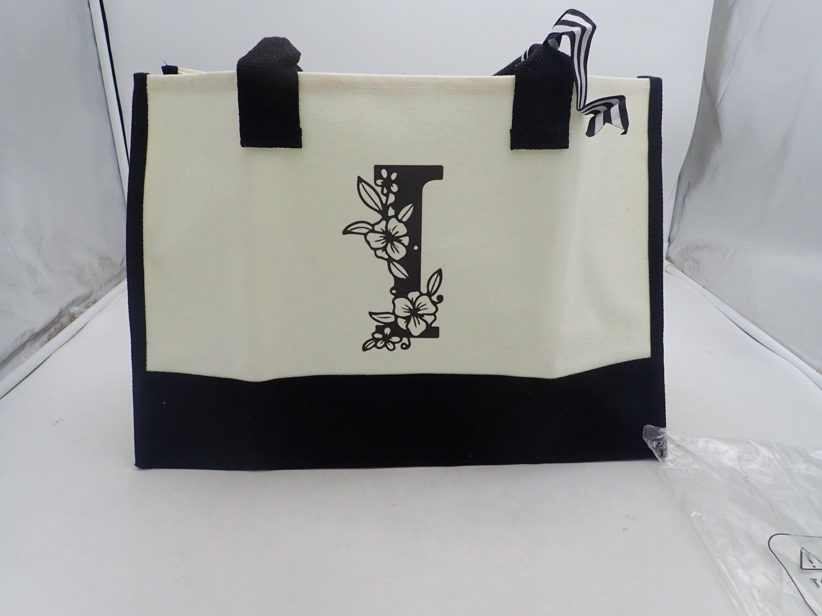 Personalized Initial “I” Canvas Tote Bag Reusable Grocery Bags Shopping Bags