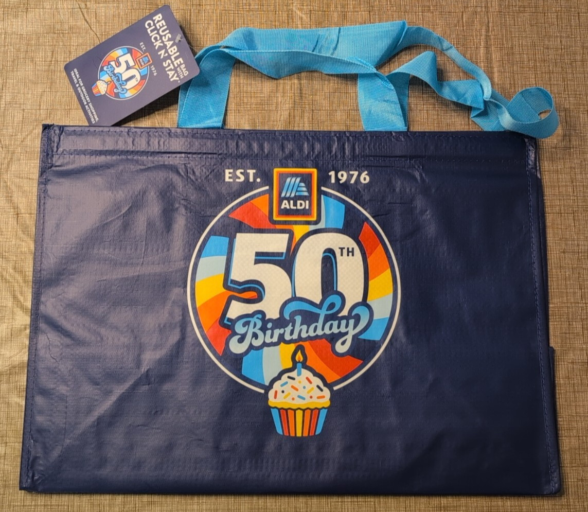 New ALDI Limited Edition 50TH Birthday Click N’ Stay Tote Bag Reusable 2026
