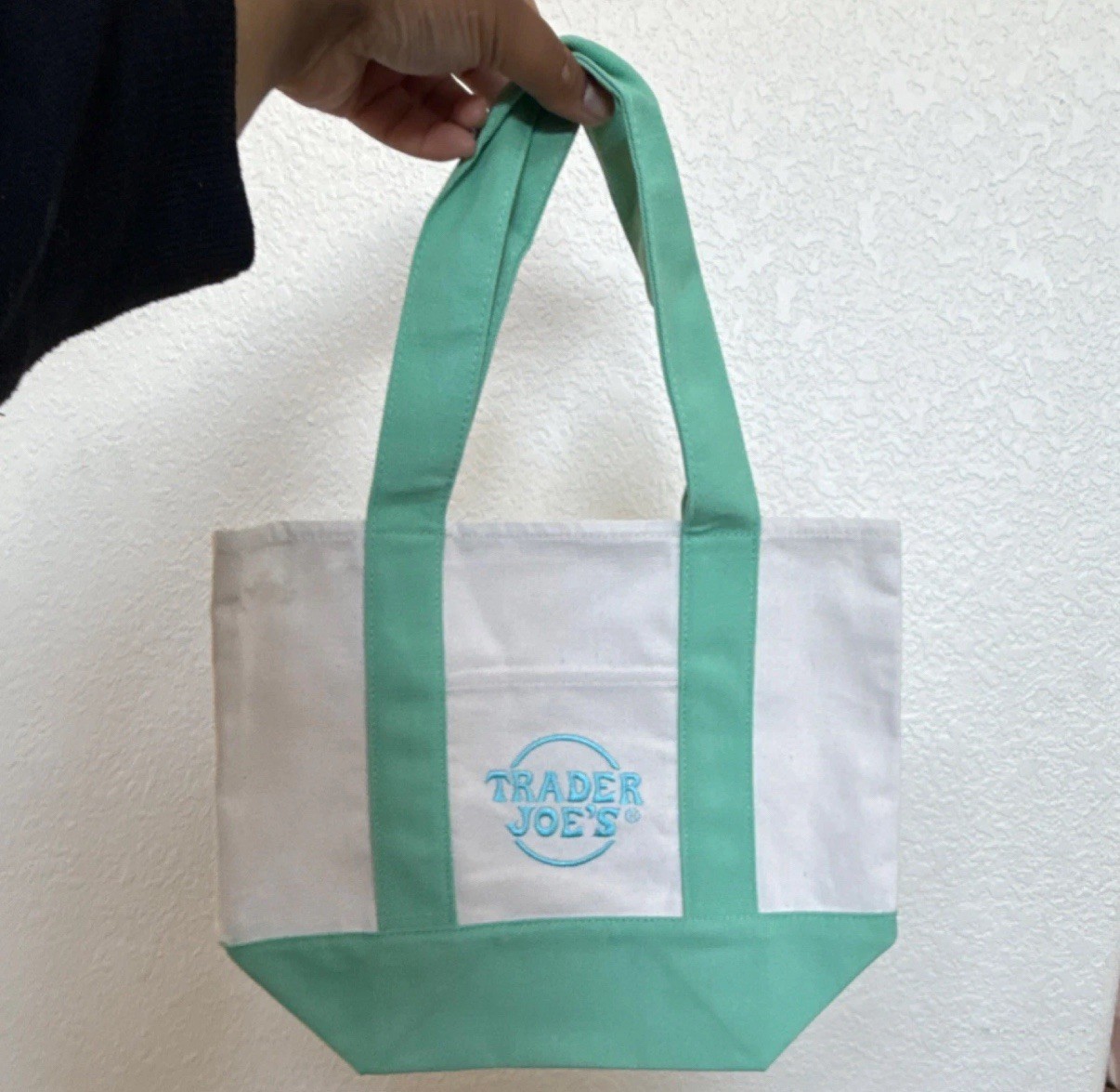Trader Joe’s Mini Canvas Tote Bag Set Multicolor Pink Purple Blue Green Foldable