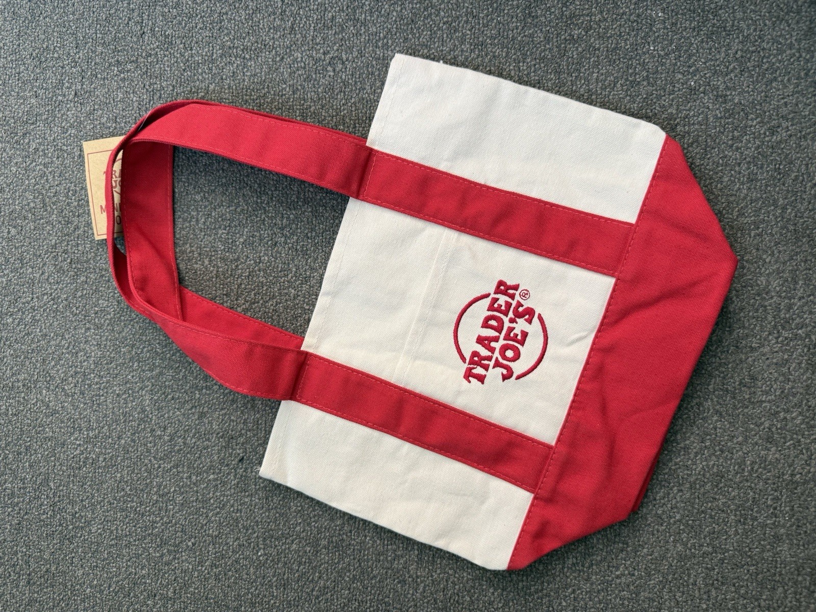 TRADER JOE’S RED MINI CANVAS TOTE BAG NWT