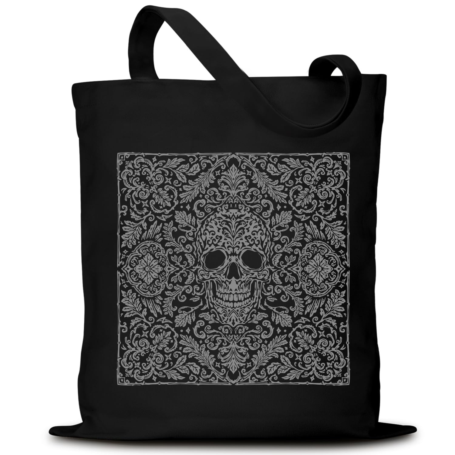 Aesthetic Canvas Tote Bag with Pattern for Women, Stylish Funny Goth Skeleton…