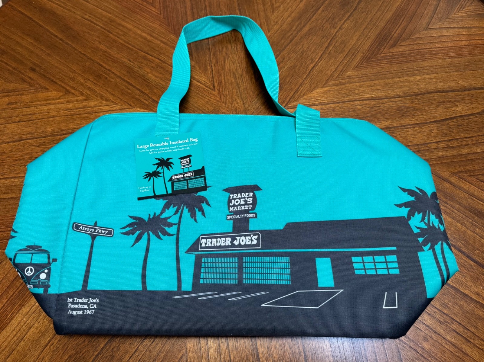 Trader Joes Large Reusable Insulated Bag Teal Green 8 Gallon