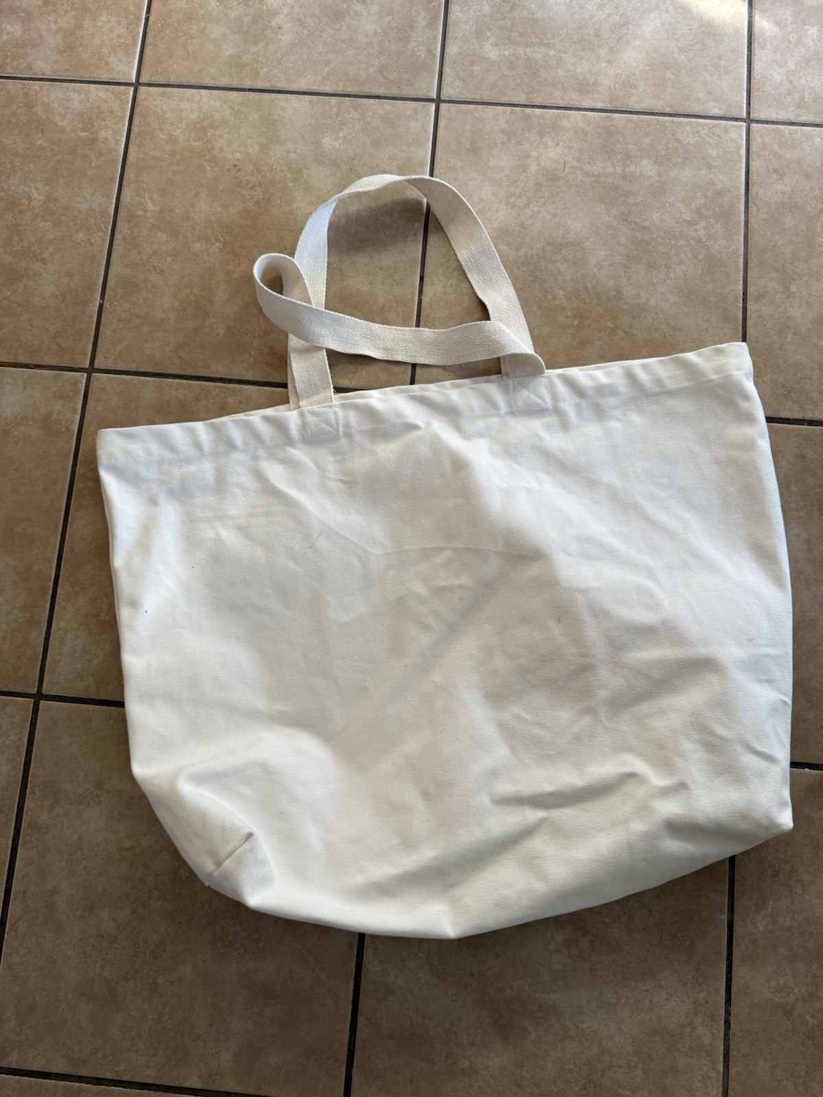 Saatva Canvas Tote Bag Large Organic Cotton Natural Ivory 21″ X 17″ X 5″