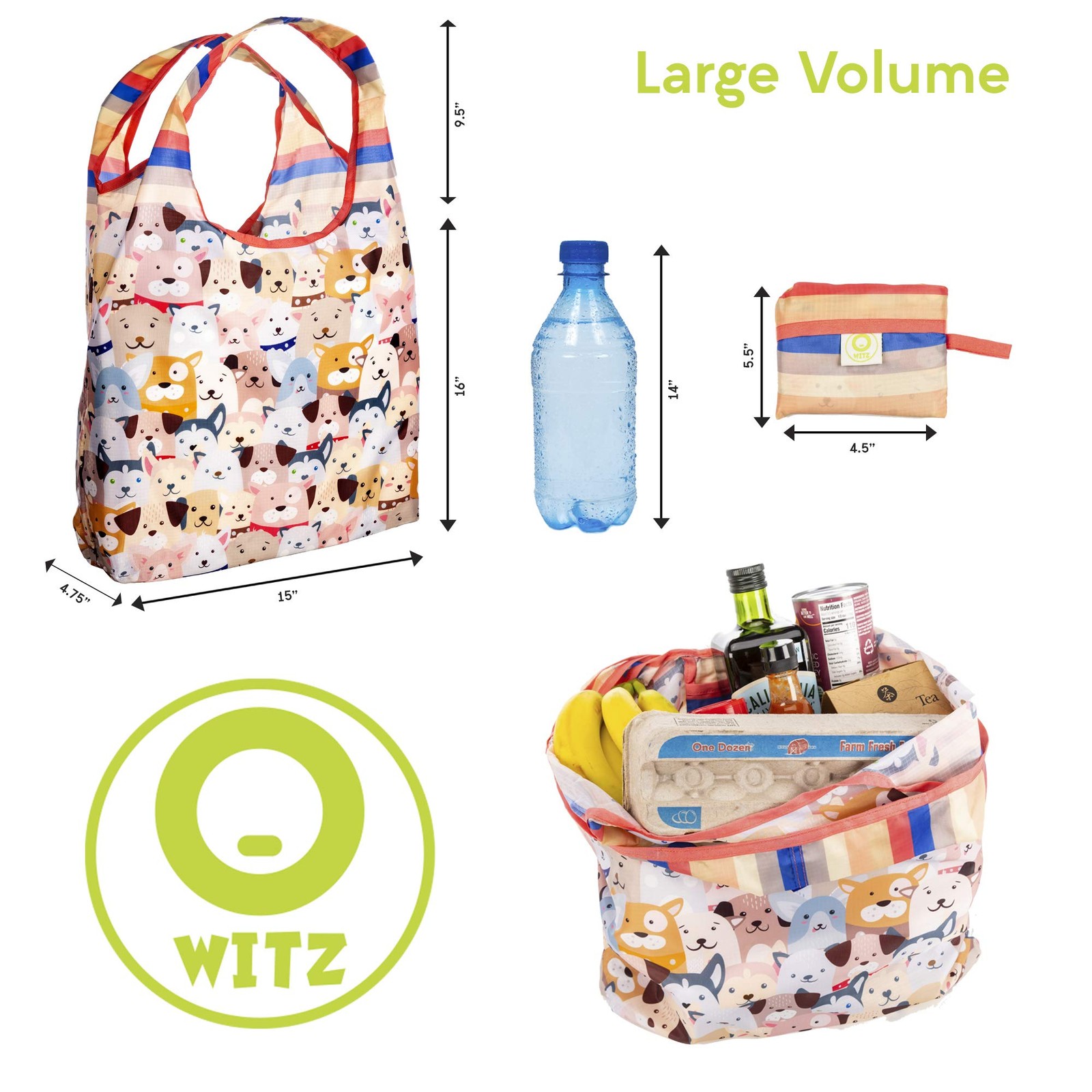 O-WITZ Reusable Grocery Bags | Vibrant Tote Bag For Groceries, Gym, Office Suppl