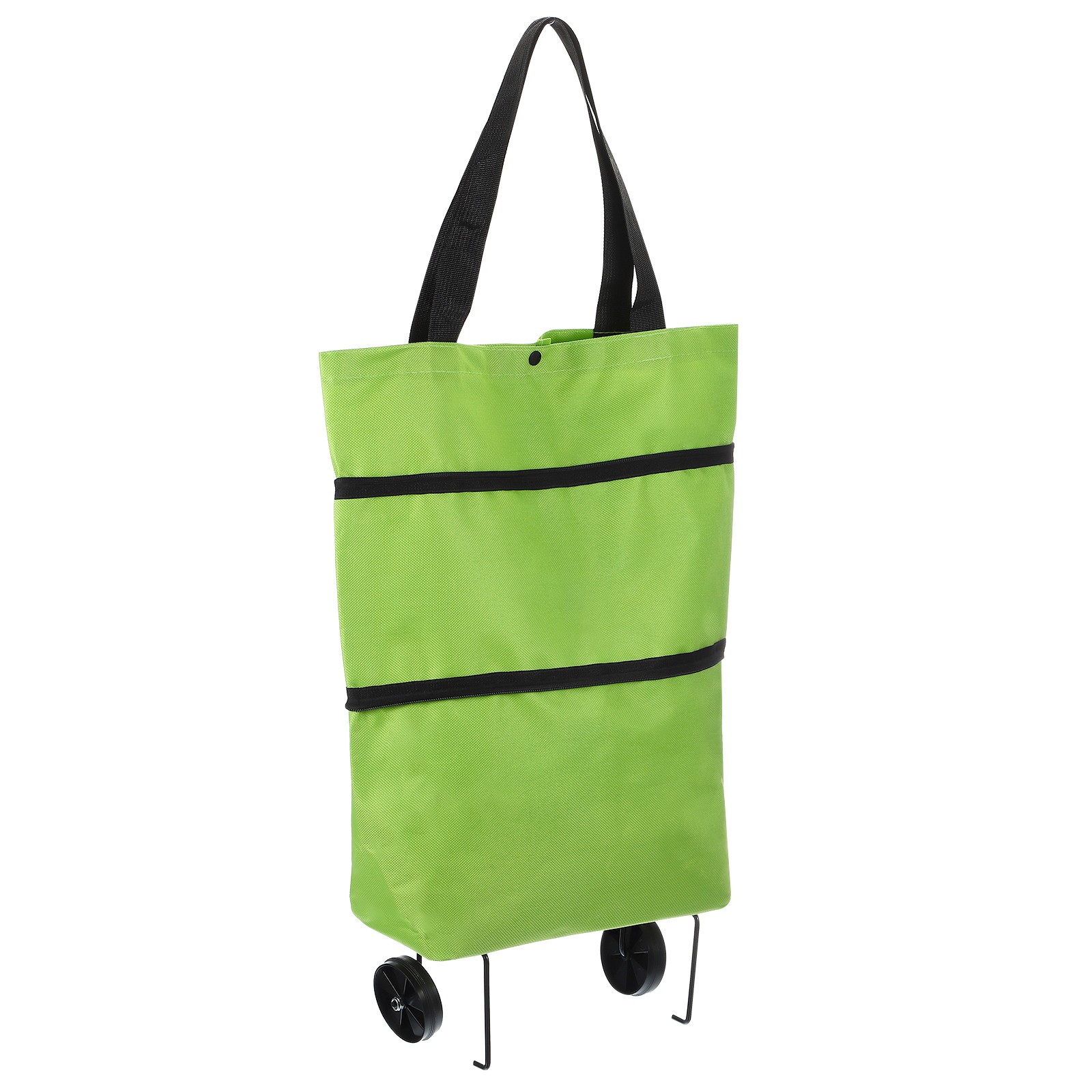 Folding Shopping Bag with Wheels 66lb Reusable Collapsible Grocery Cart Green
