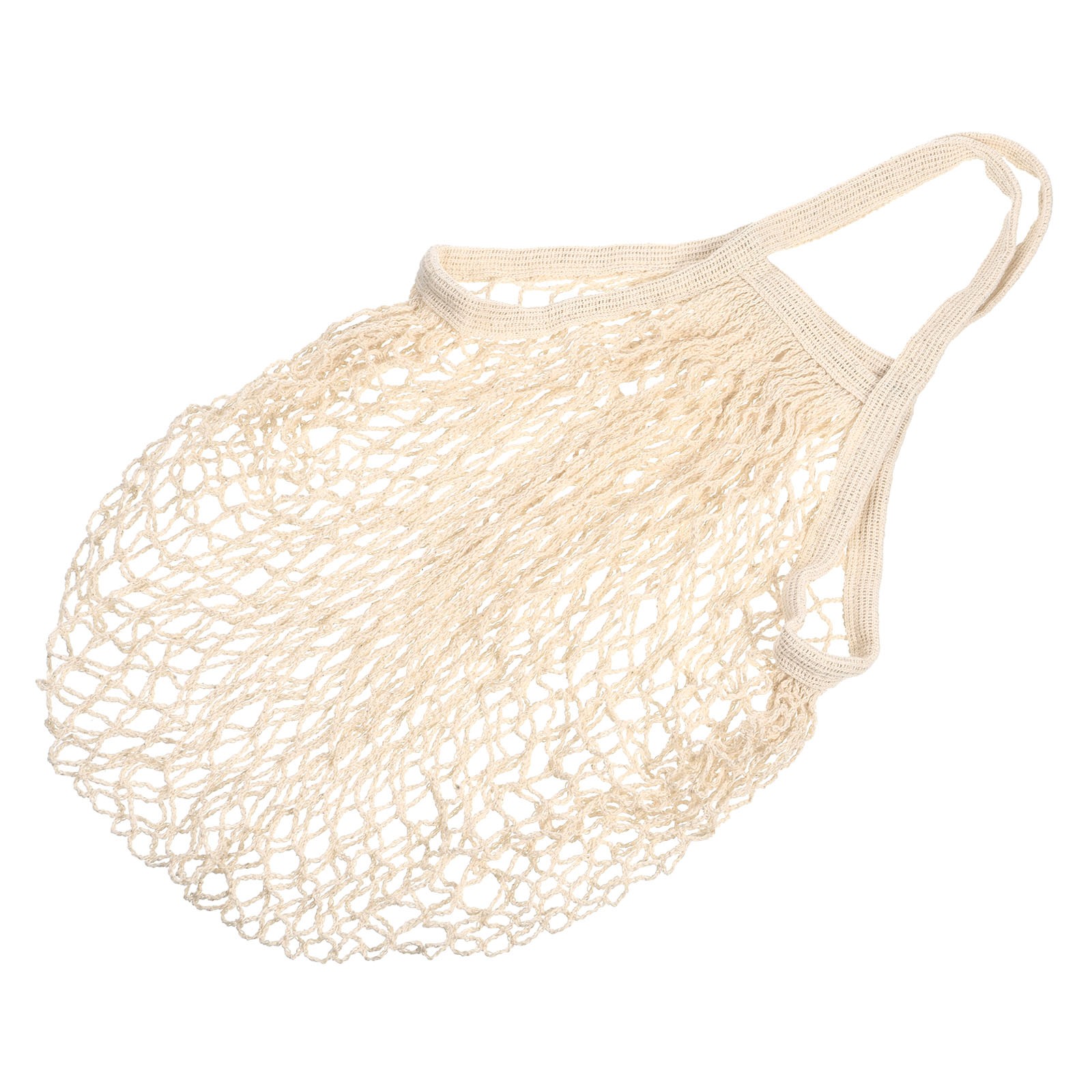 Cotton Mesh Bag 15×13.8″ Mesh Net String Grocery Bags Beige White