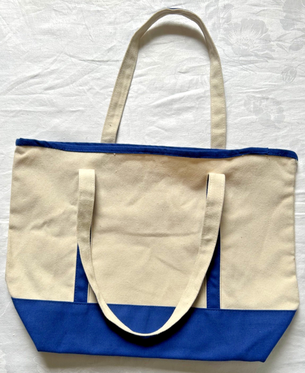 “Book Shark” Natural/Blue Canvas Bag Cloth Shopping Tote Reusable Back to School