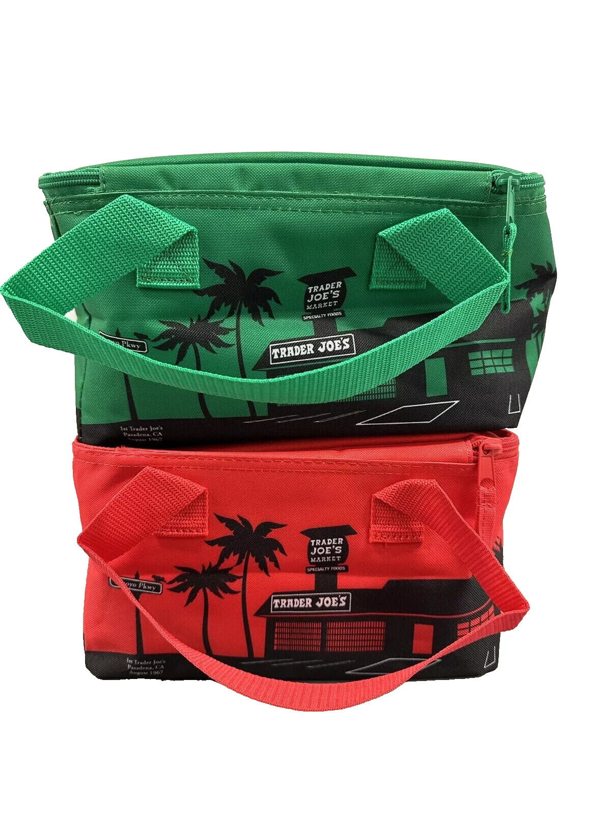 Trader Joe’s Christmas Mini Insulated Bag Set Red and Green Holiday Lot