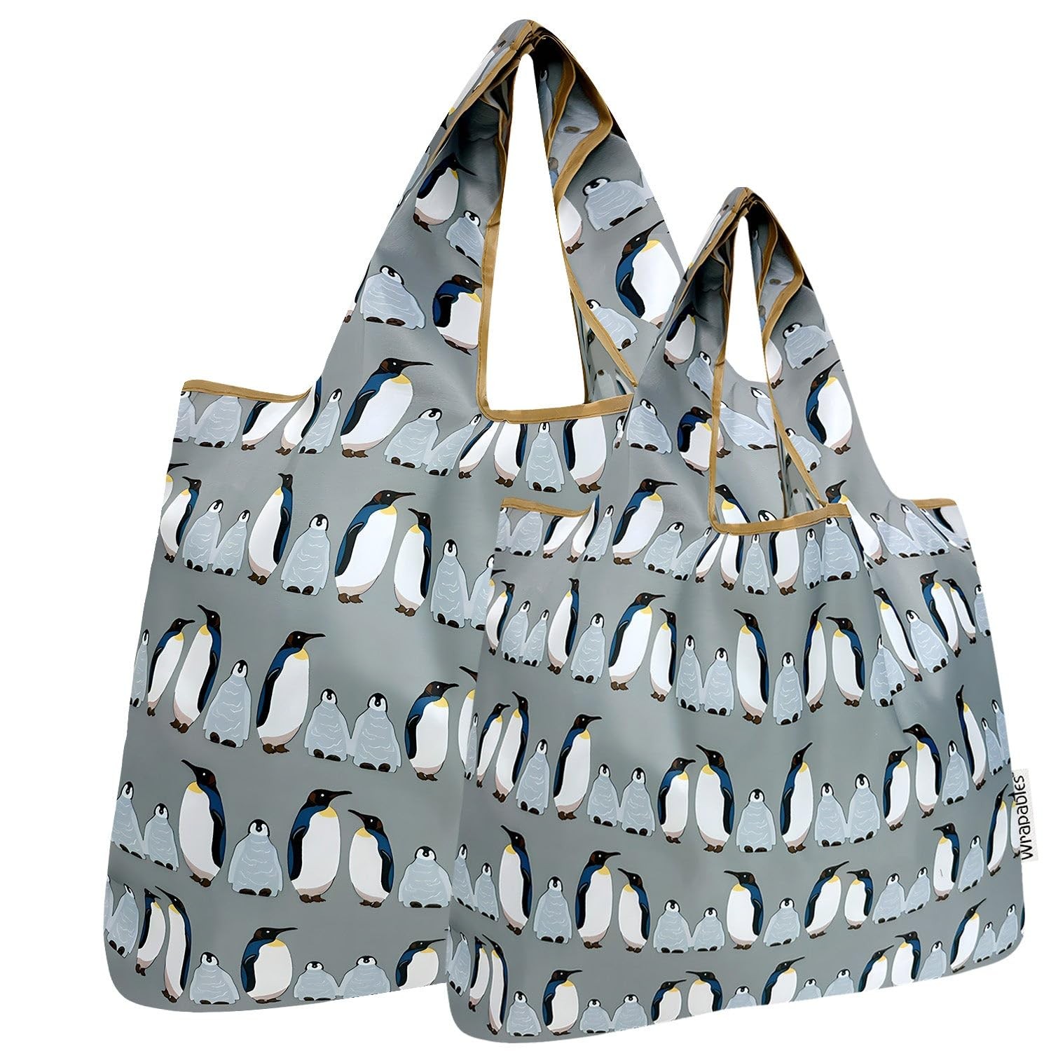 Set of 2 Large Small Foldable Tote Nylon Reusable Grocery Bags for Shopping