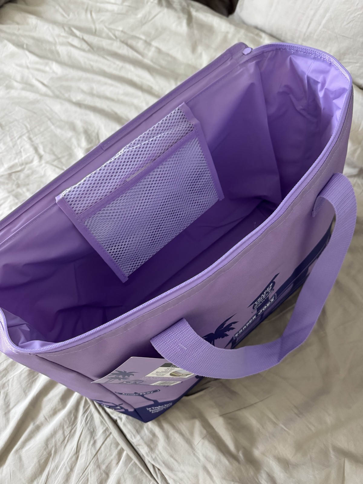 Trader Joe’s Lilac Purple Large Insulated Cooler Tote Bag 8 Gallon NEW w/ Tag