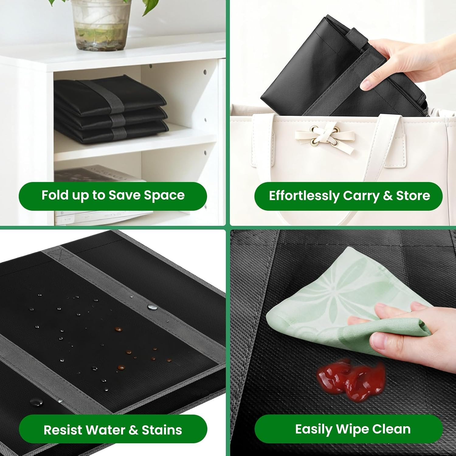 Reusable Grocery Bags with Long Handles [6 Pack] – Multipurpose Large Shoppin…